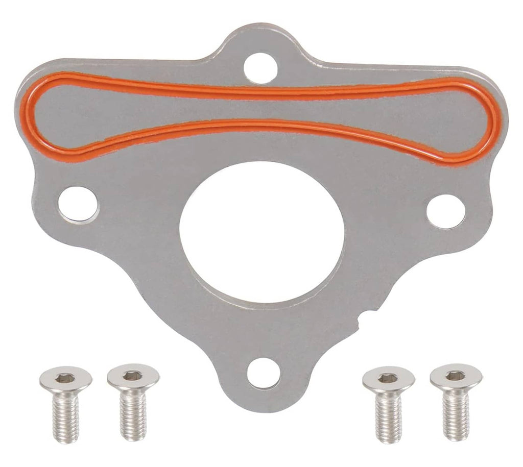 Gray cam thrust plate gasket with orange seal ring and mounting holes