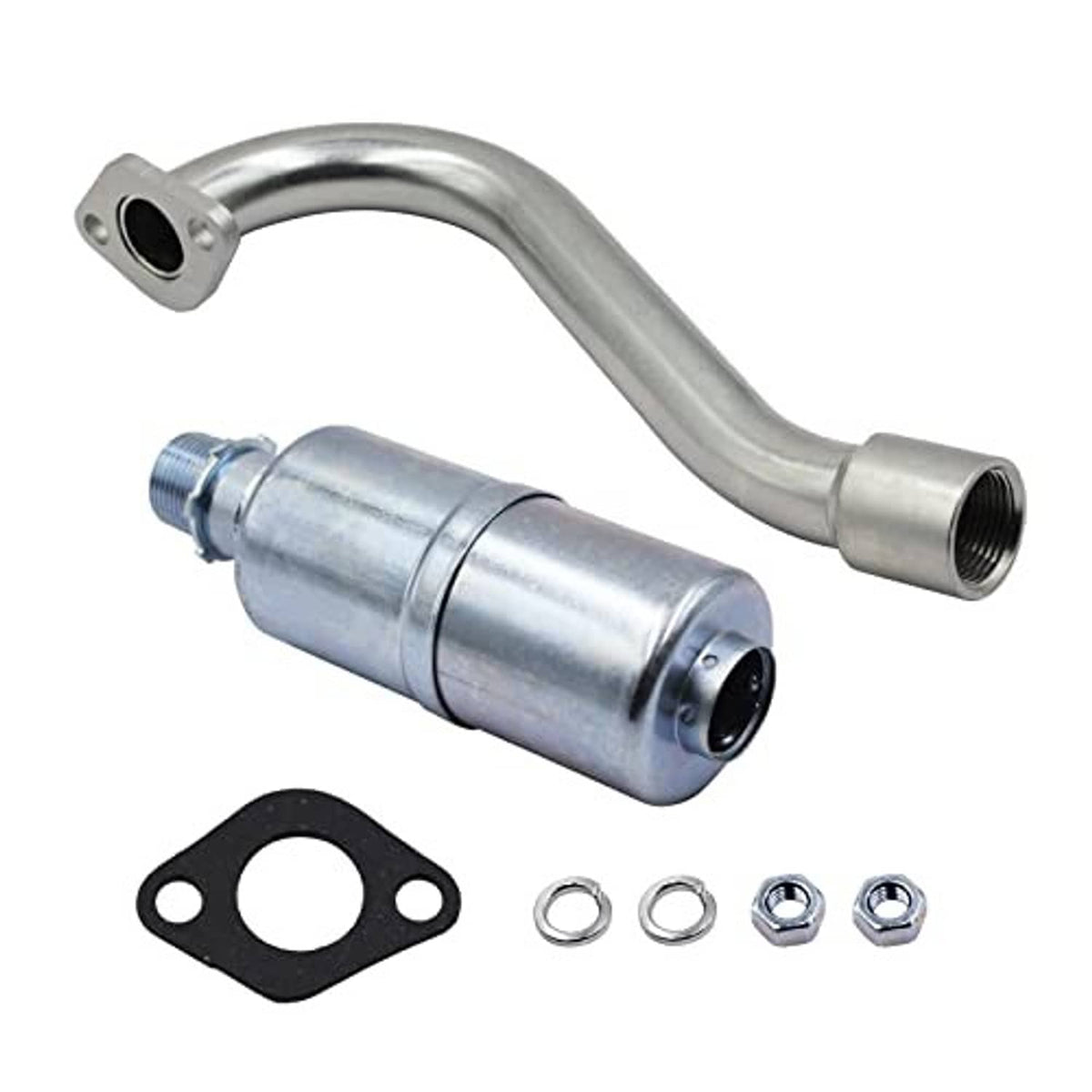 Rear exhaust muffler kit with chrome exhaust pipe, muffler can, gasket and nuts
