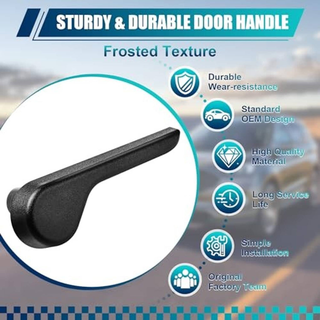 Black seat recliner adjustment handle lever with frosted textured finish close-up.