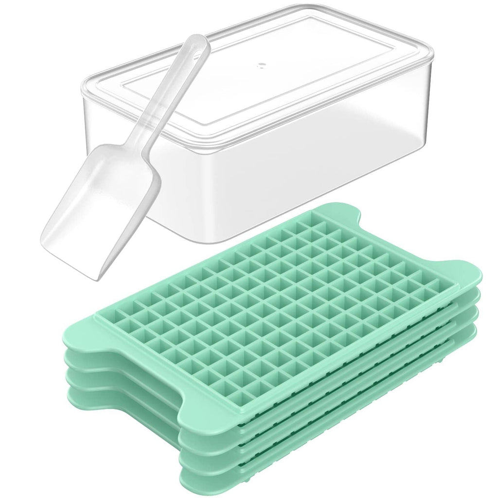 Green mini ice cube tray with ice release shovel accessory