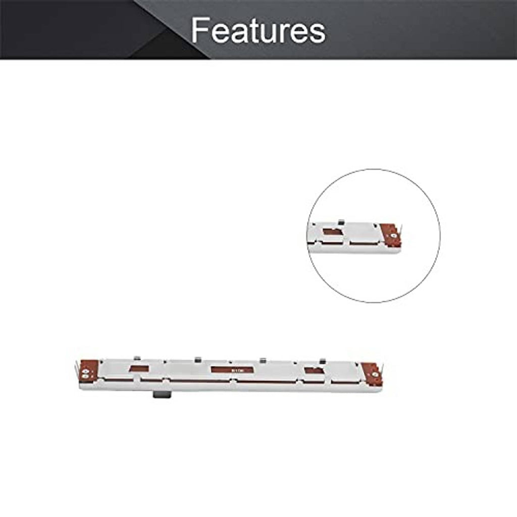 Slide potentiometer fader with detailed contact area and 3-pin mounting layout