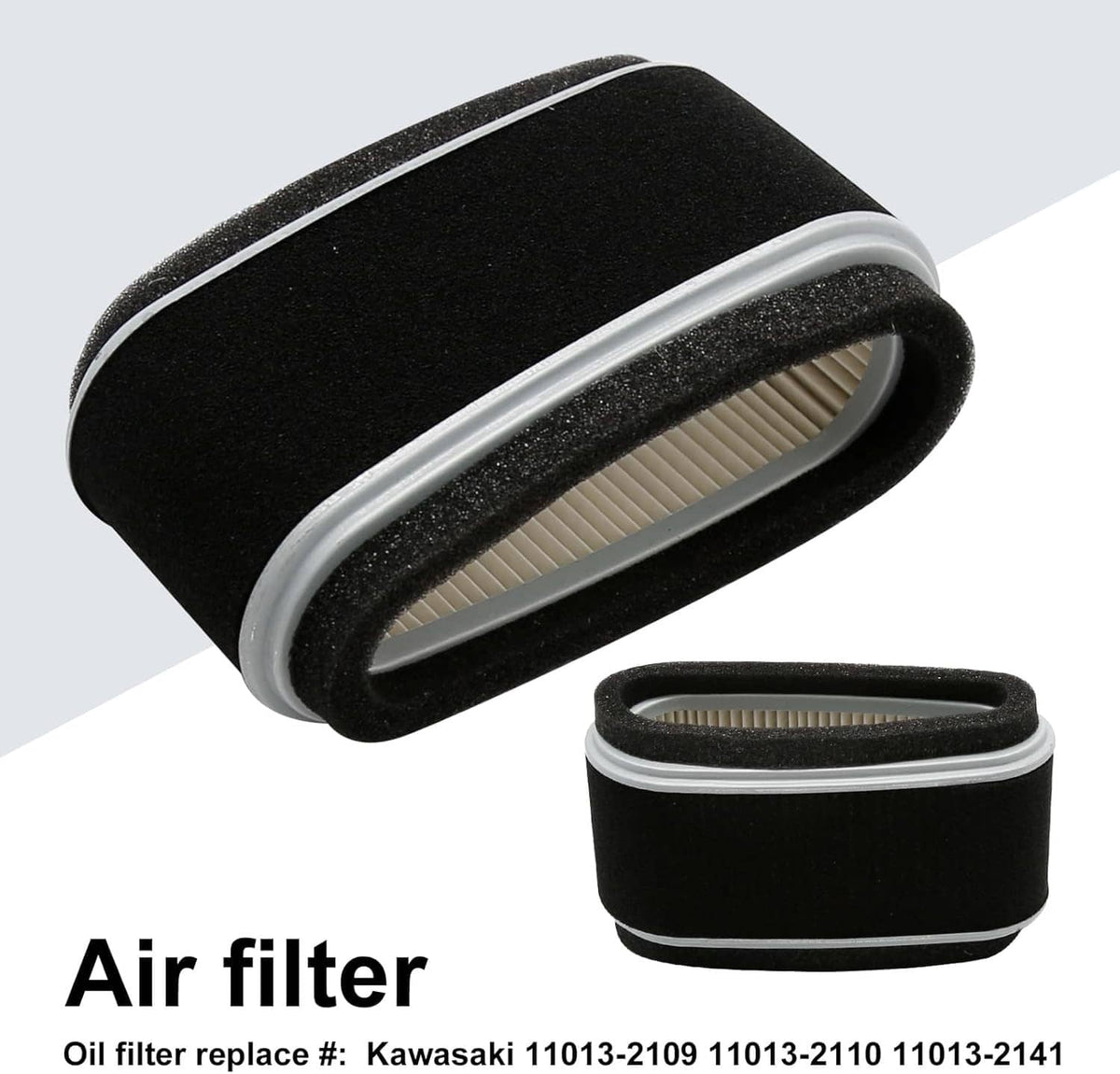 Air filter kit with black foam pre-filter, pleated paper insert, and small fuel filter