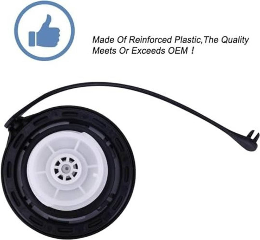 Fuel tank filler cap with open center and side tether