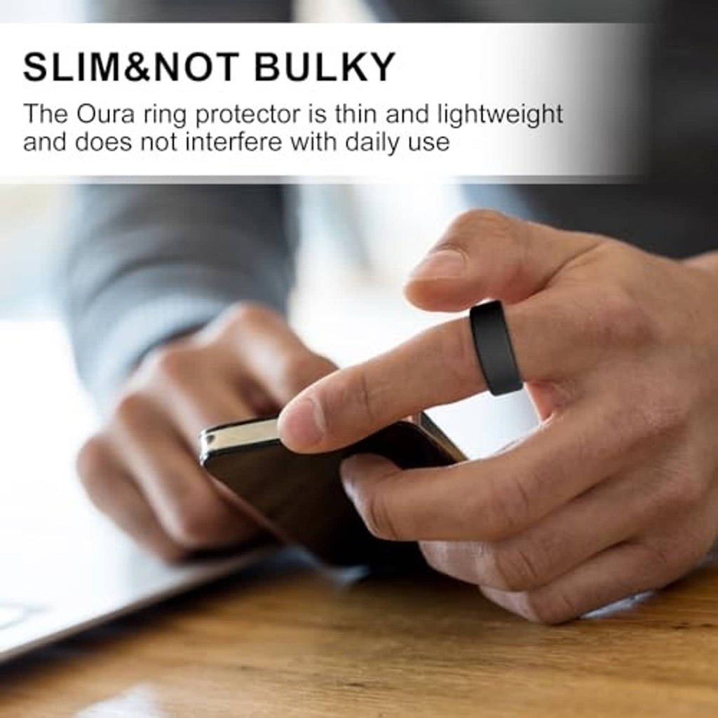Black silicone Oura ring protector case, thin and flexible