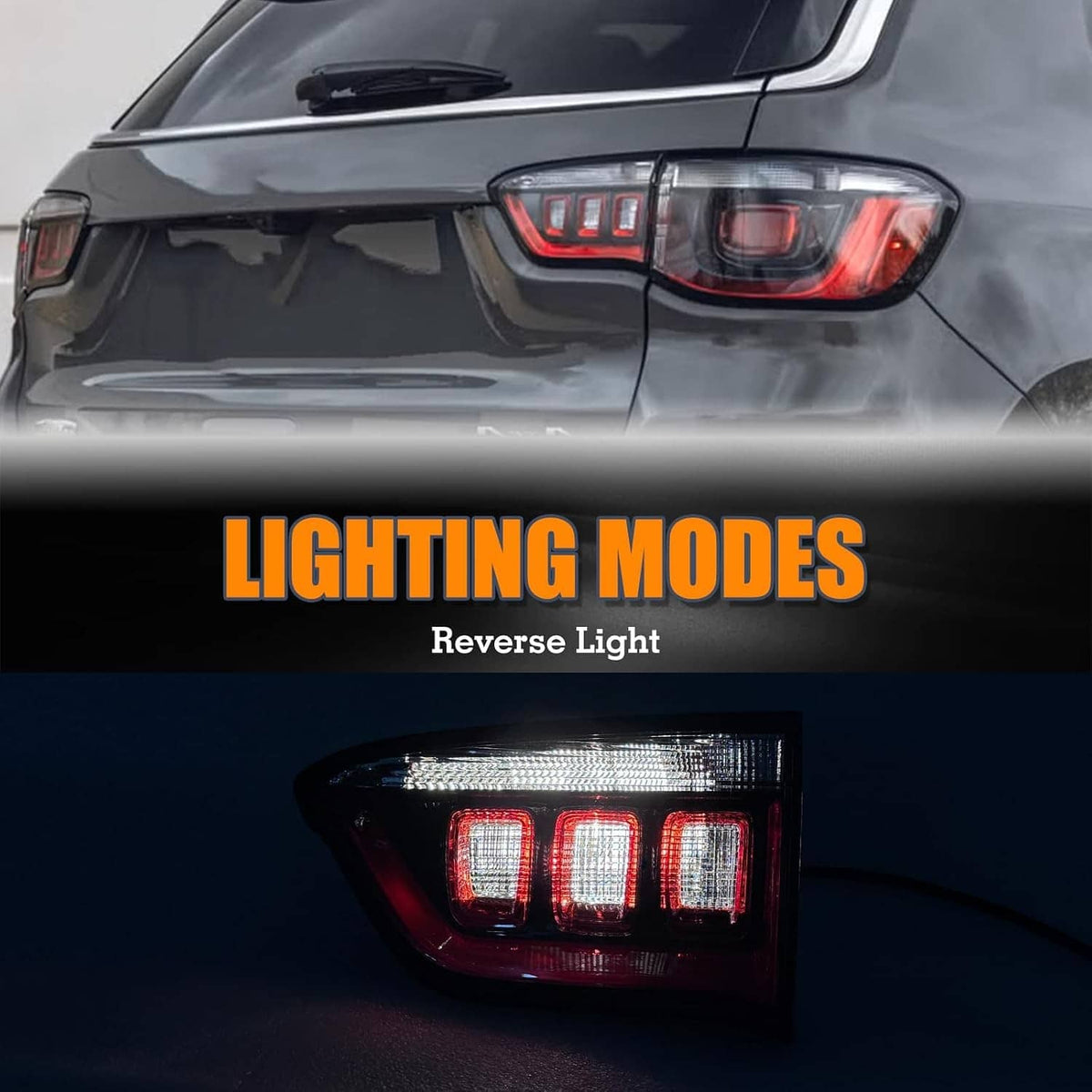 Right inner halogen tail light with reverse light illumination in red lens housing
