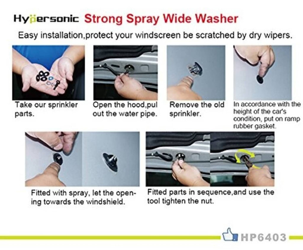 Windshield washer sprayer installation kit with nozzles and rubber gasket washers