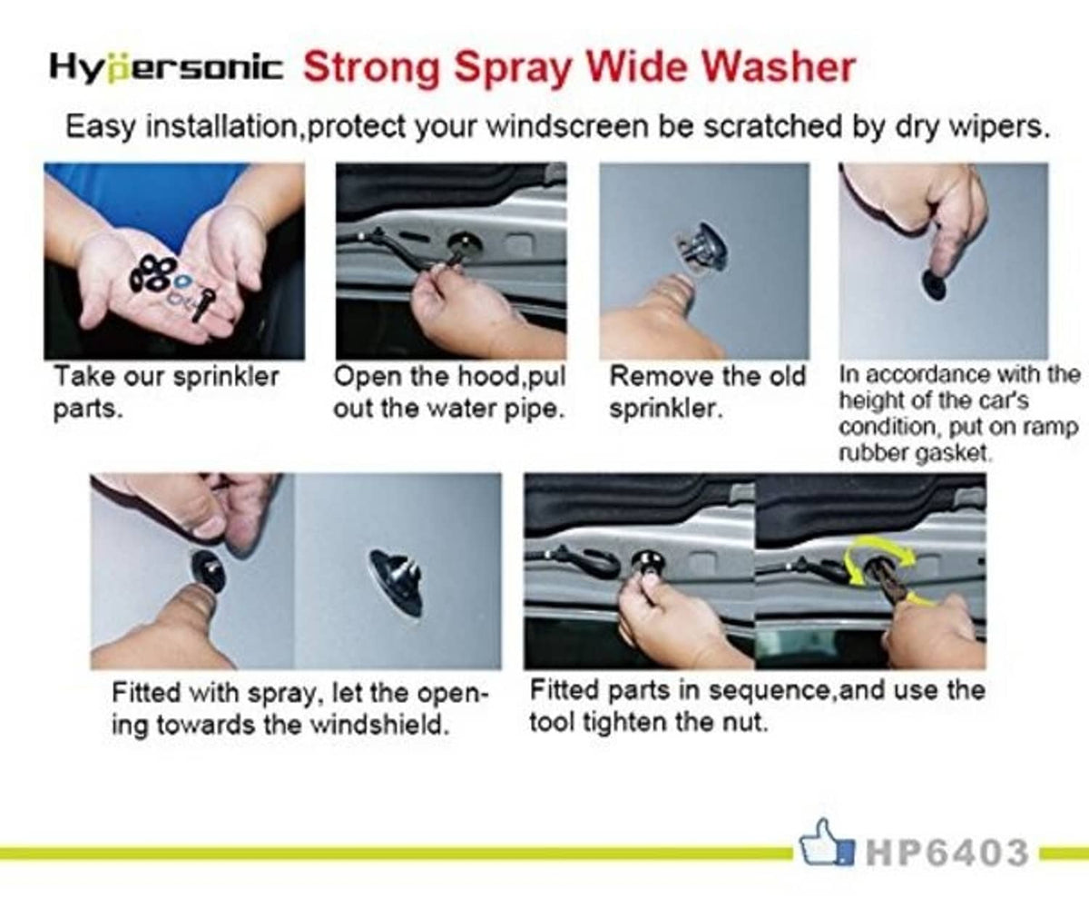 Windshield washer sprayer installation kit with nozzles and rubber gasket washers