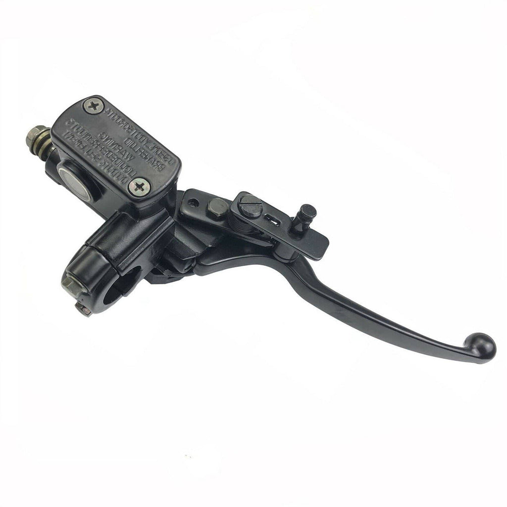 Right handlebar brake master cylinder lever, black with mounting bracket and lever