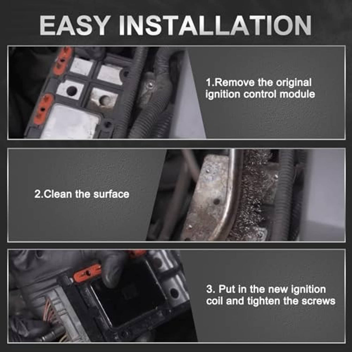Ignition control module easy installation diagram showing module placement and screws