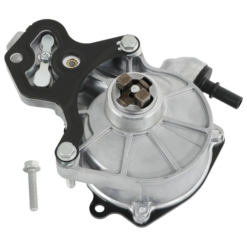 Brake vacuum pump assembly with metal housing and black mounting bracket