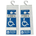 Clear PVC handicap placard holders with metal hook, blue disabled parking label, 2-pack