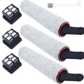 Replacement roller brush set with gray scrub sleeve and black end caps with red inner rings