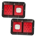 Red LED trailer tail light pair with dual square lenses and white LED cluster