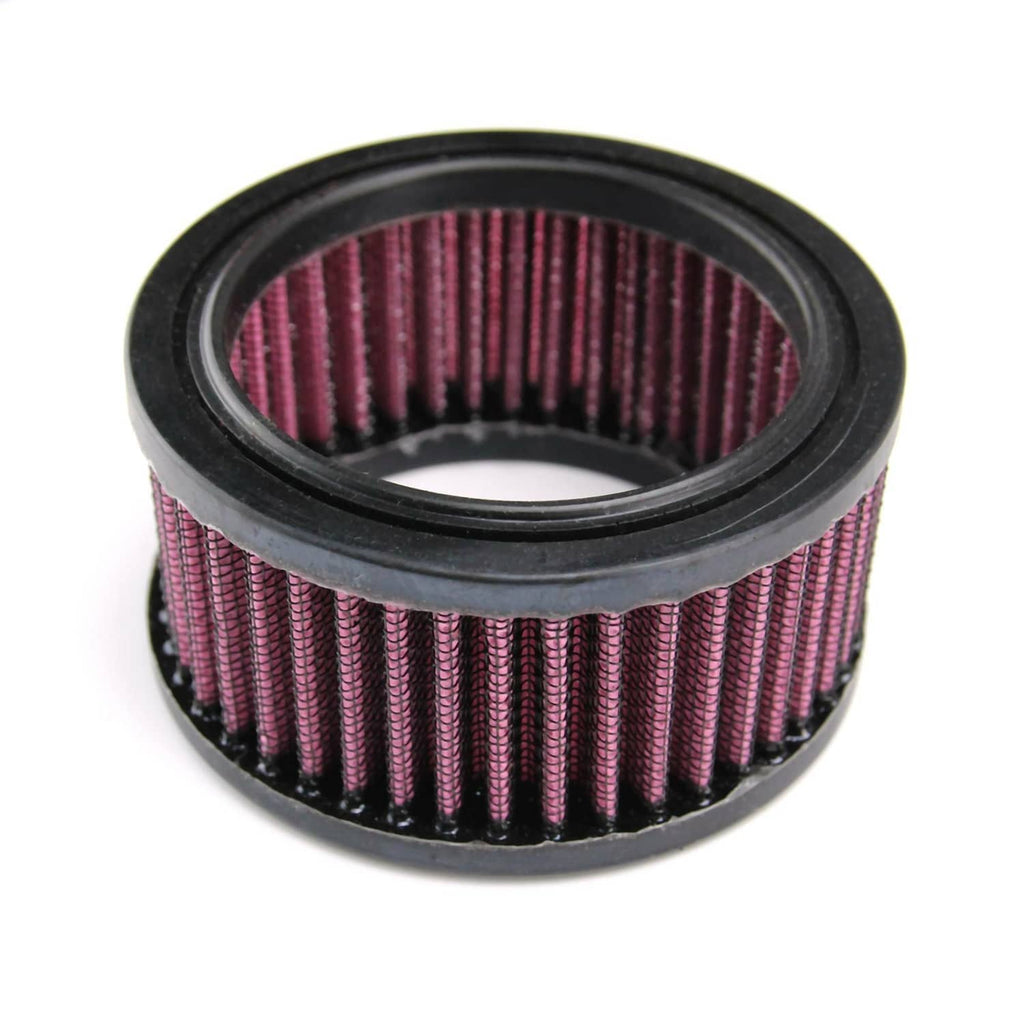 Round reusable air intake filter, purple pleated element in black rubber housing