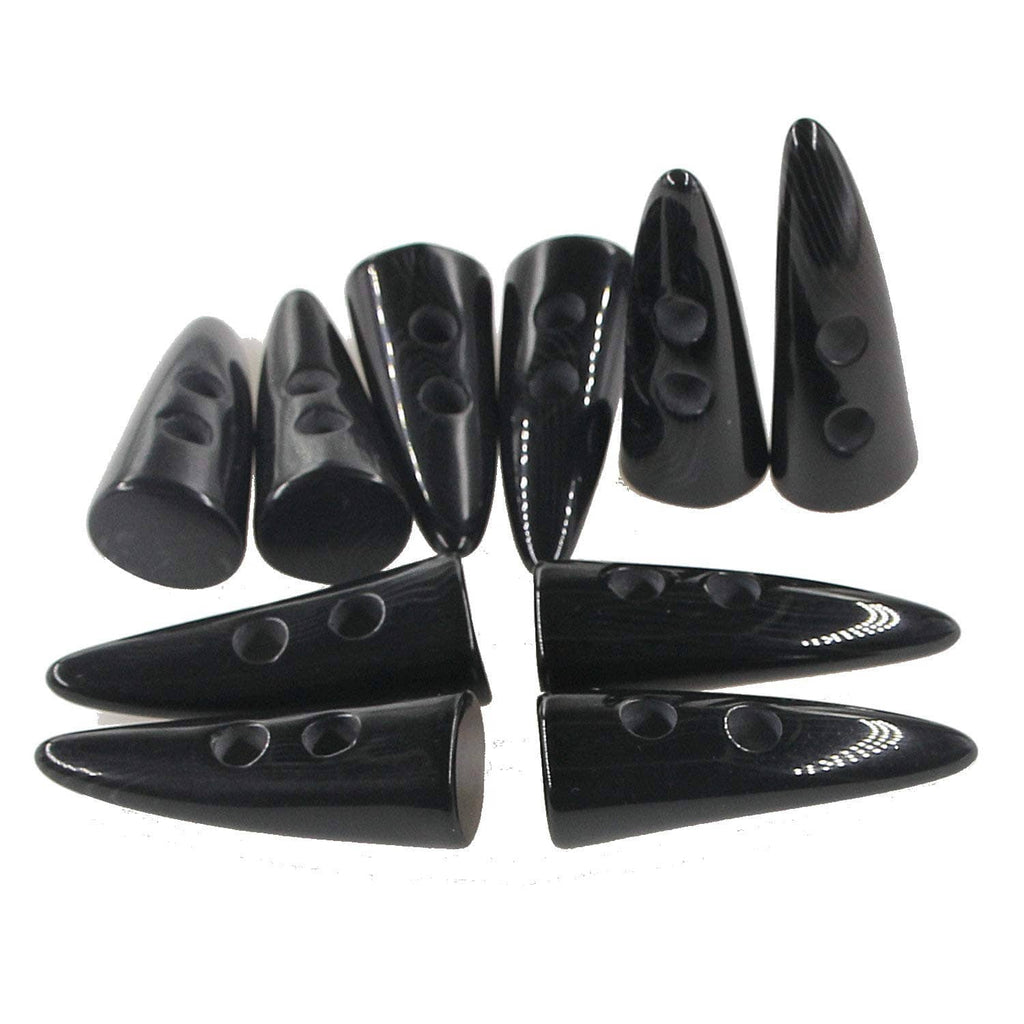 Black resin horn-shaped two-hole toggle buttons set of pieces
