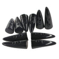 Black resin horn-shaped two-hole toggle buttons set of pieces