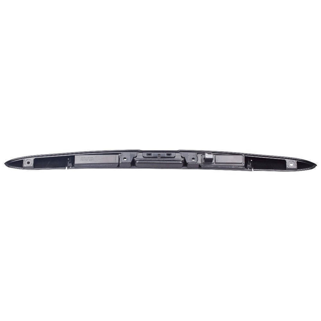 Black tailgate grip handle trim bar underside with mounting tabs and wiring cutouts