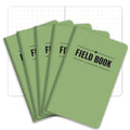 Green Field Book memo pad set, 5 pack, small pocket notebooks with dotted pages