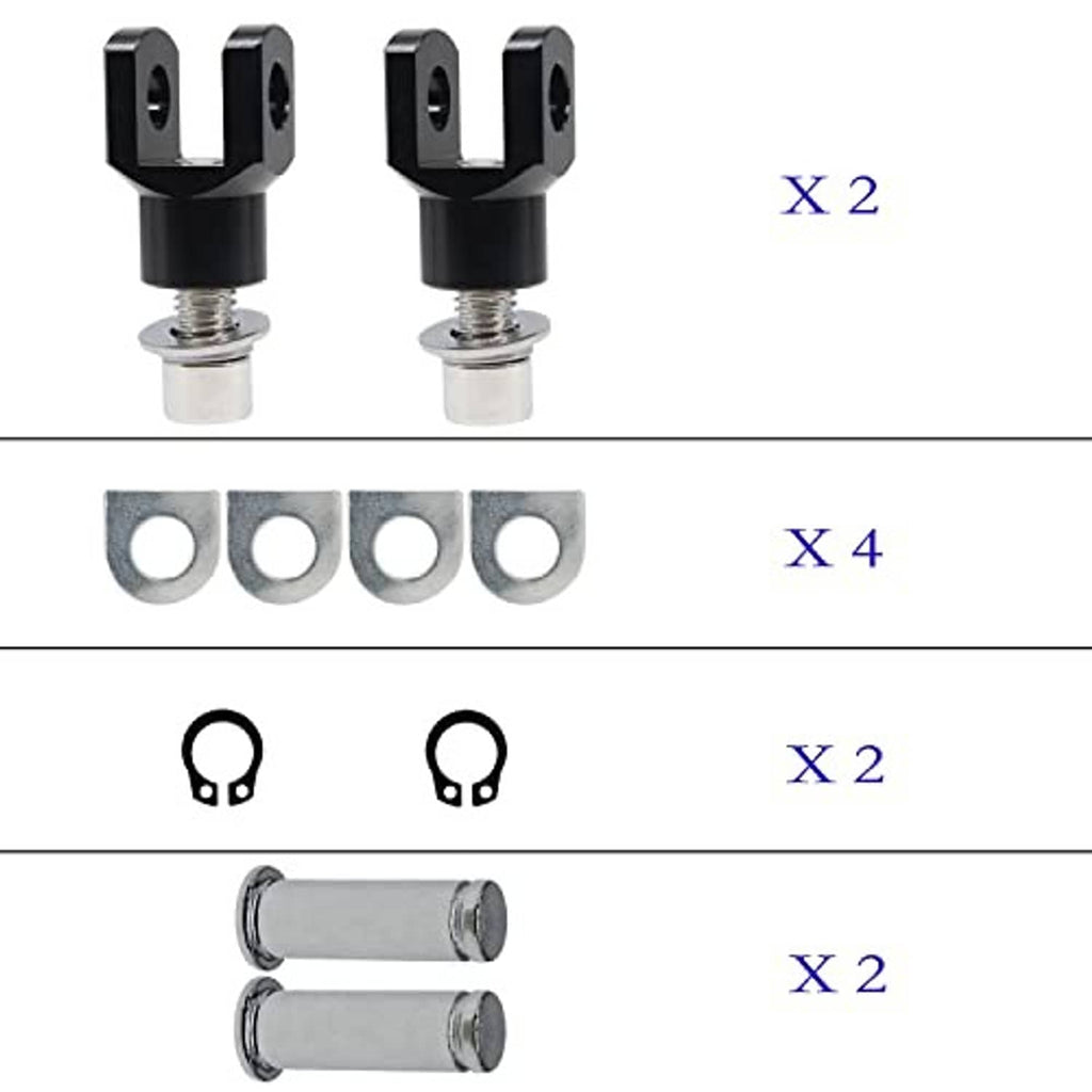 Black U-shaped mounting brackets with threaded studs, washer plates, and clip pins