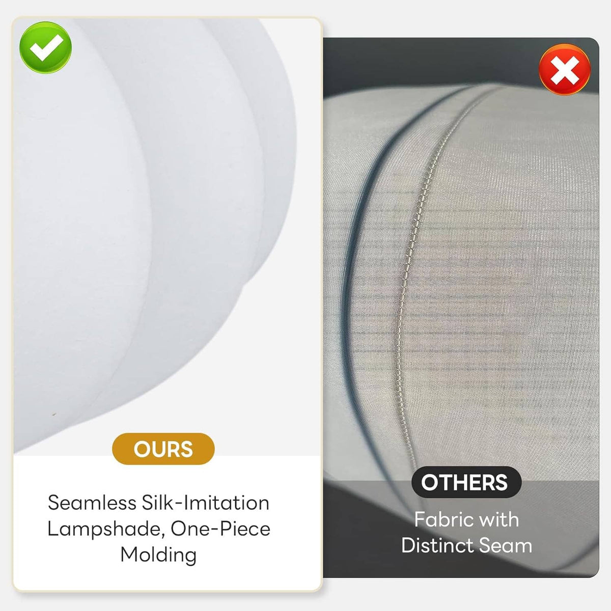 Seamless imitation silk lamp shade, one-piece molded bubble lantern design