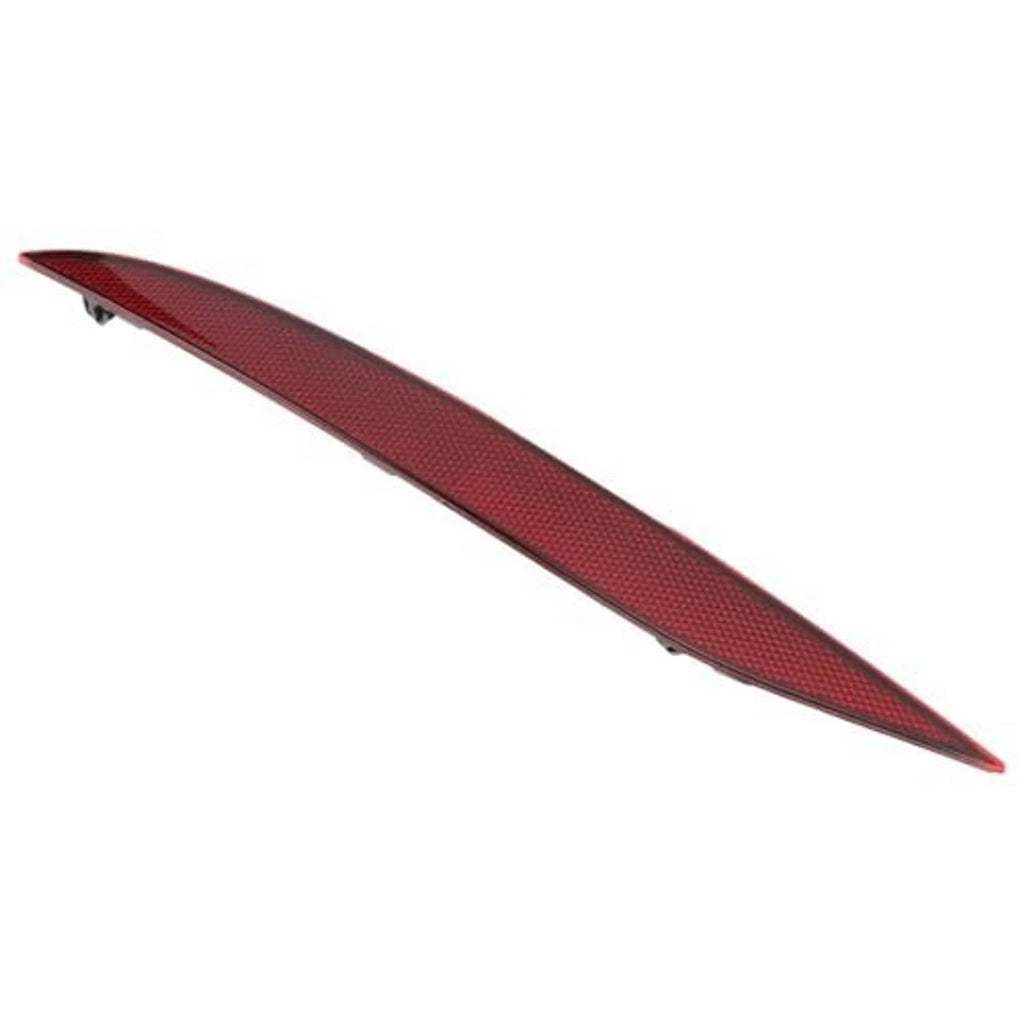 Red reflective bumper strip lens in diagonal view with textured reflector surface