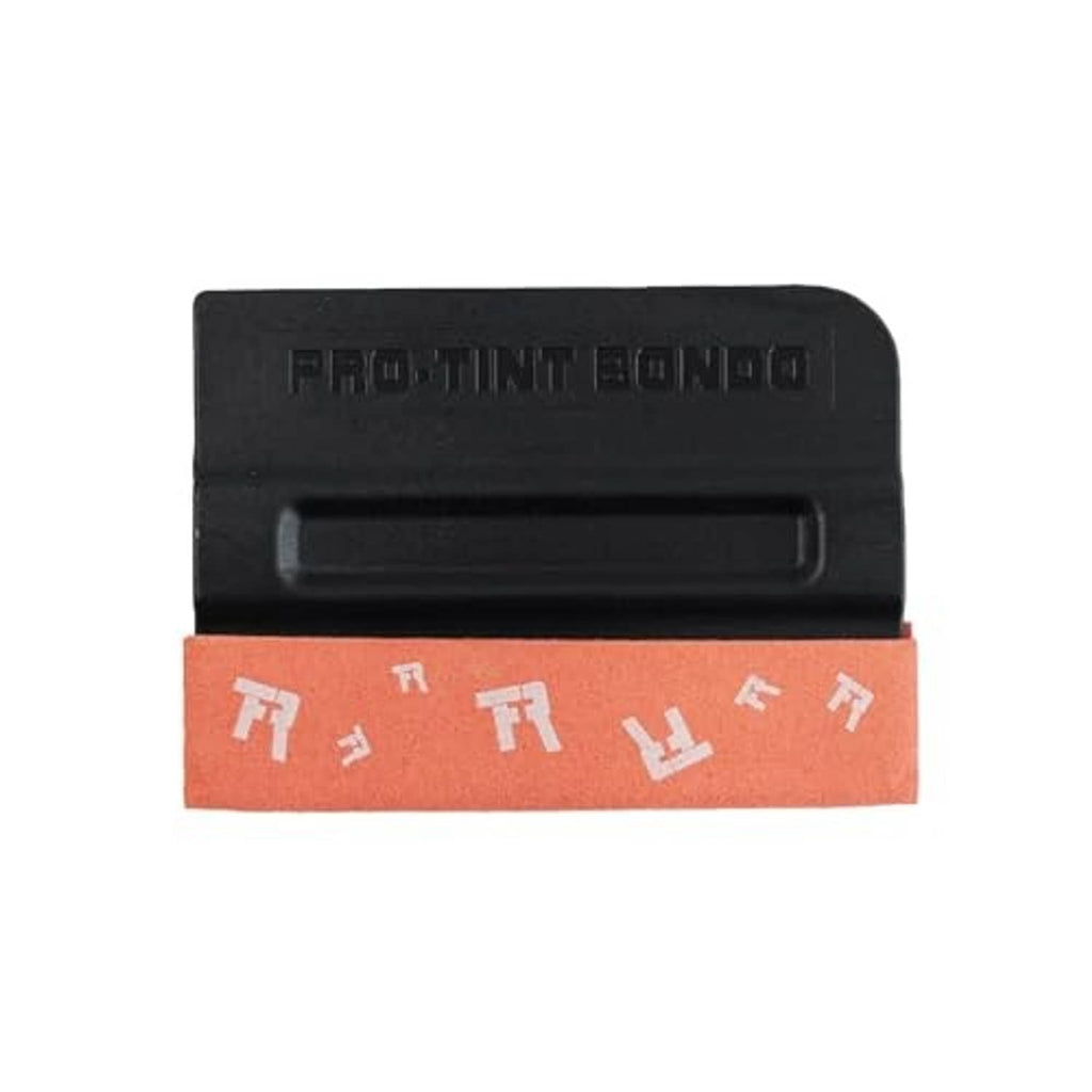 Black squeegee scraper with felt edge pad and recessed rectangular cleaning bar