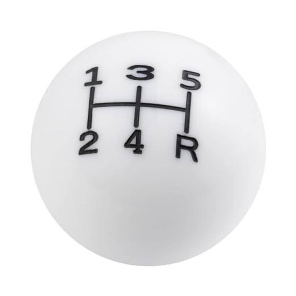 White round 5-speed gear shift knob with black 1-5 and R layout