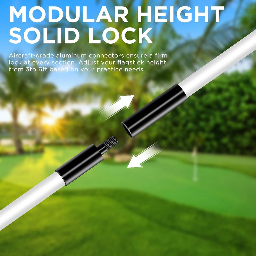 White flagpole section with black connector and locking sleeve for modular height adjustment