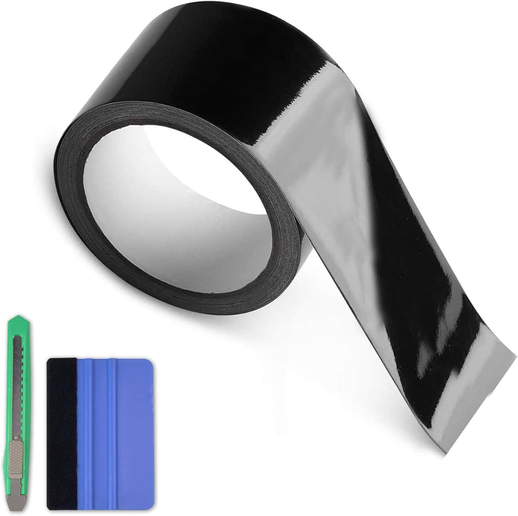 High gloss black vinyl wrap film roll tape with shiny reflective surface