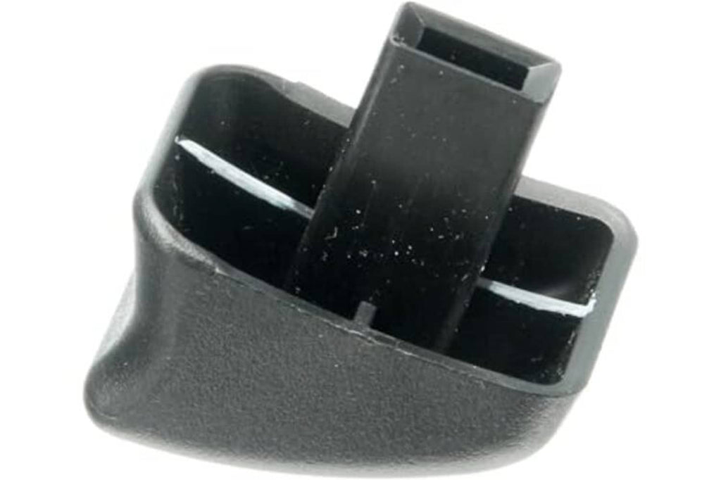 Black seat adjustment knob with grooved sides and rectangular stem