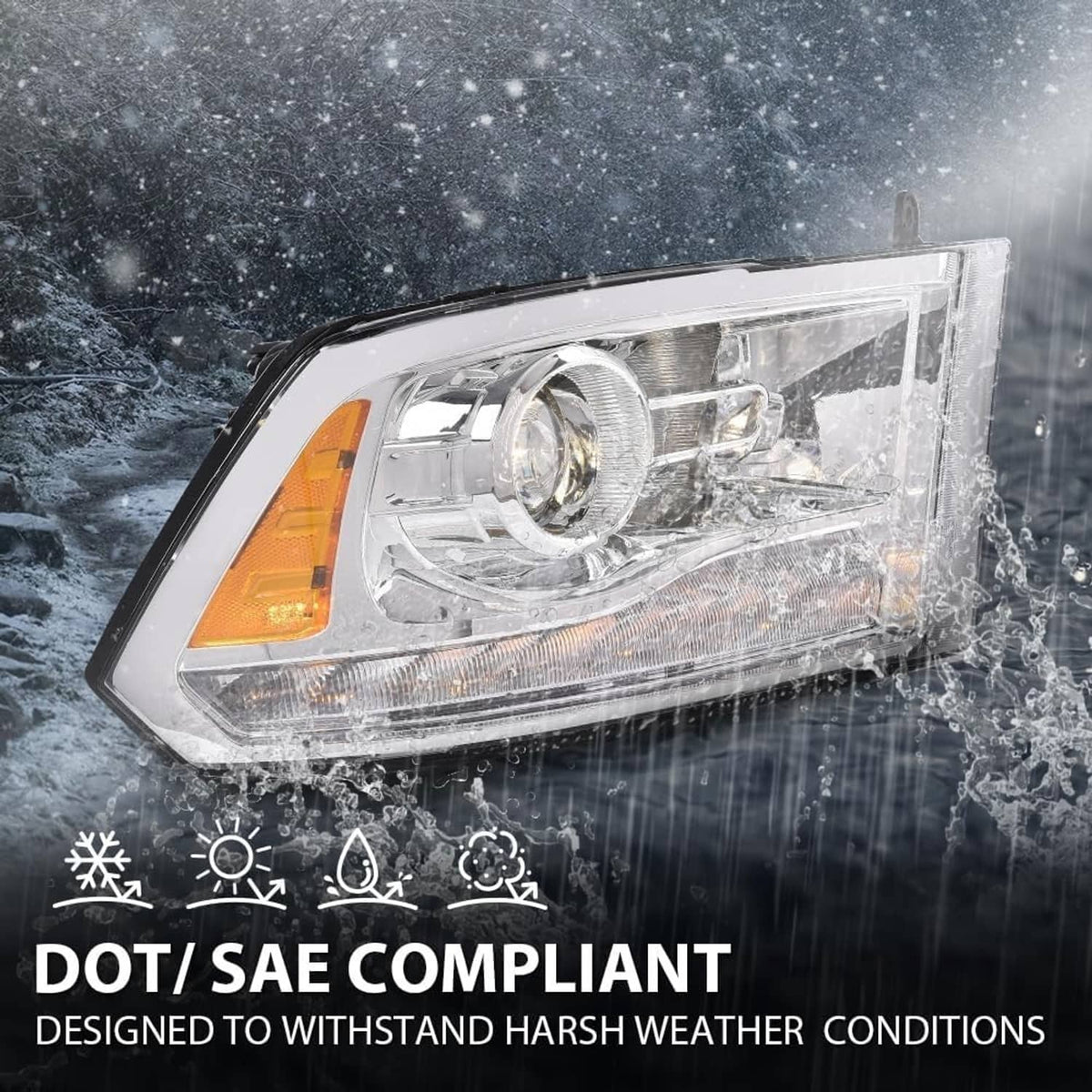 Projector headlight with clear lens and amber turn signal light