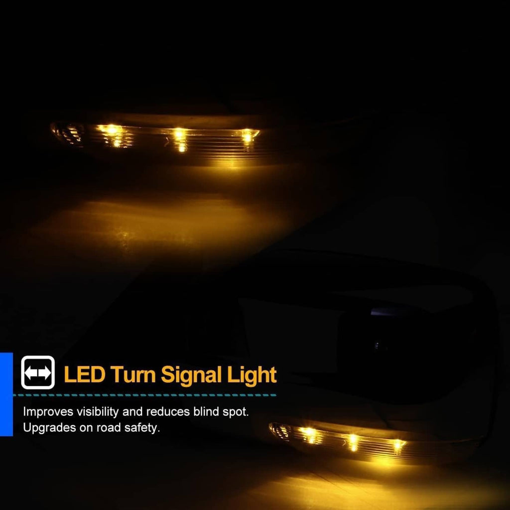 LED turn signal light on side mirror housing, amber glow