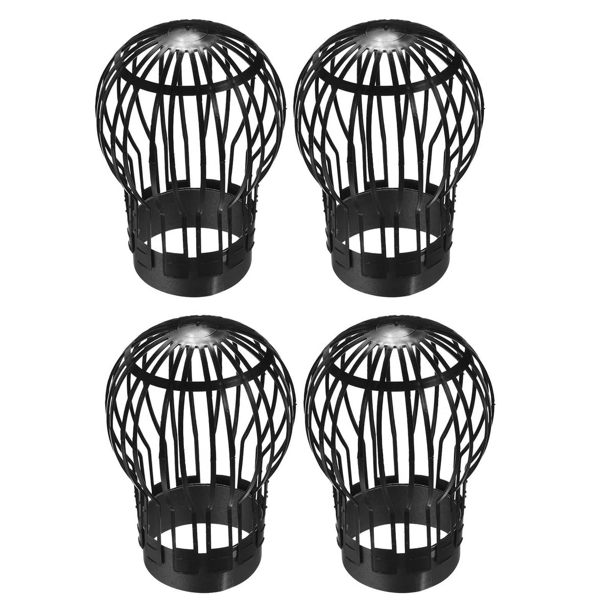 Black downspout balloon guard filter strainer, wire mesh basket with protective base