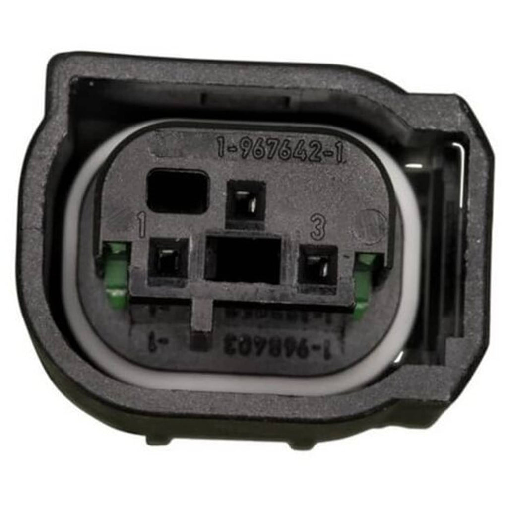 Brake pedal position sensor connector with terminals inside black housing