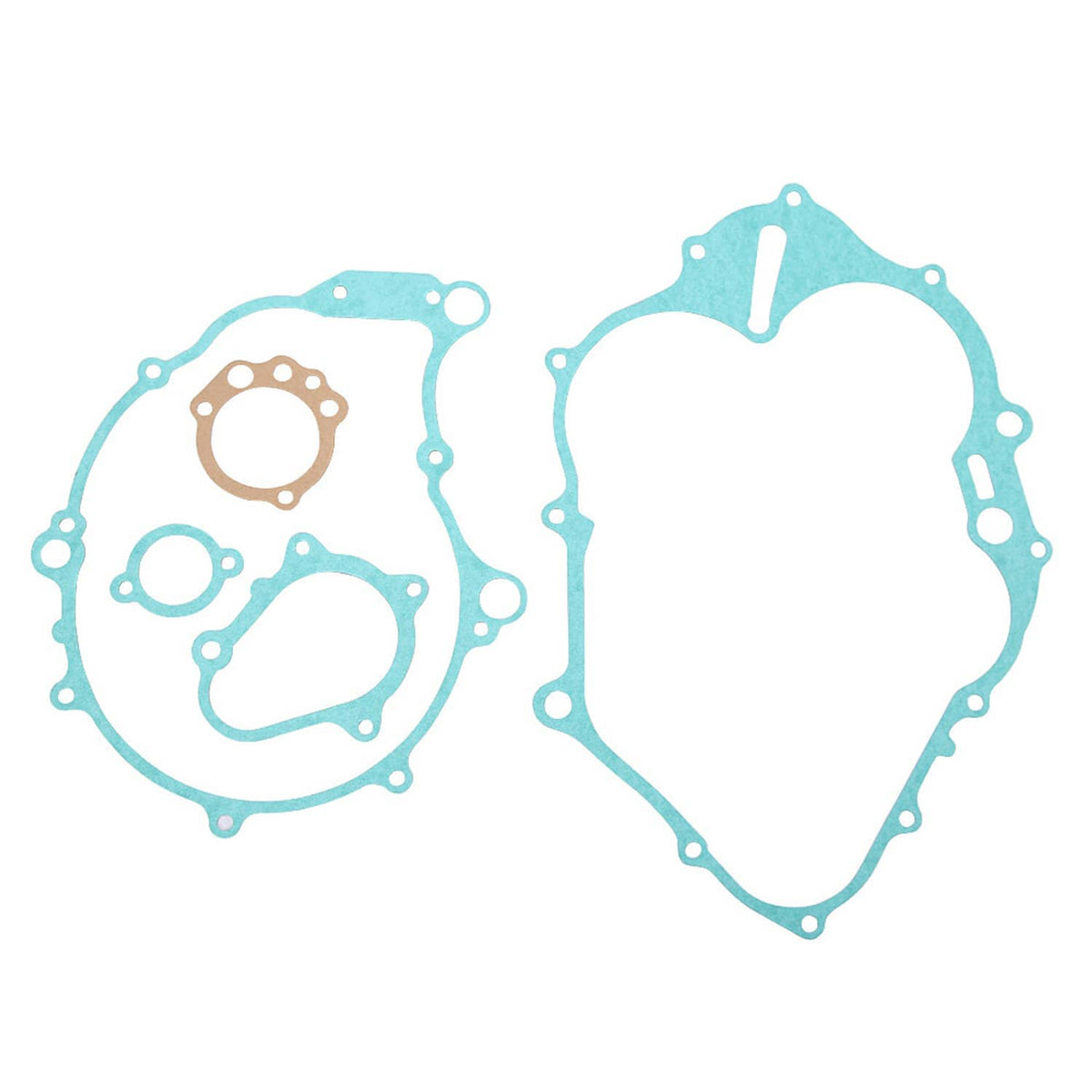 Top and bottom end gasket kit with two light blue cover gaskets and small paper seal