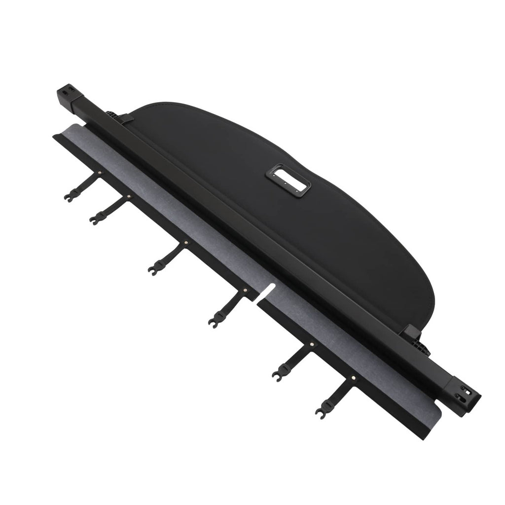 Black rear trunk security cargo cover shade with end bracket and mounted pegs