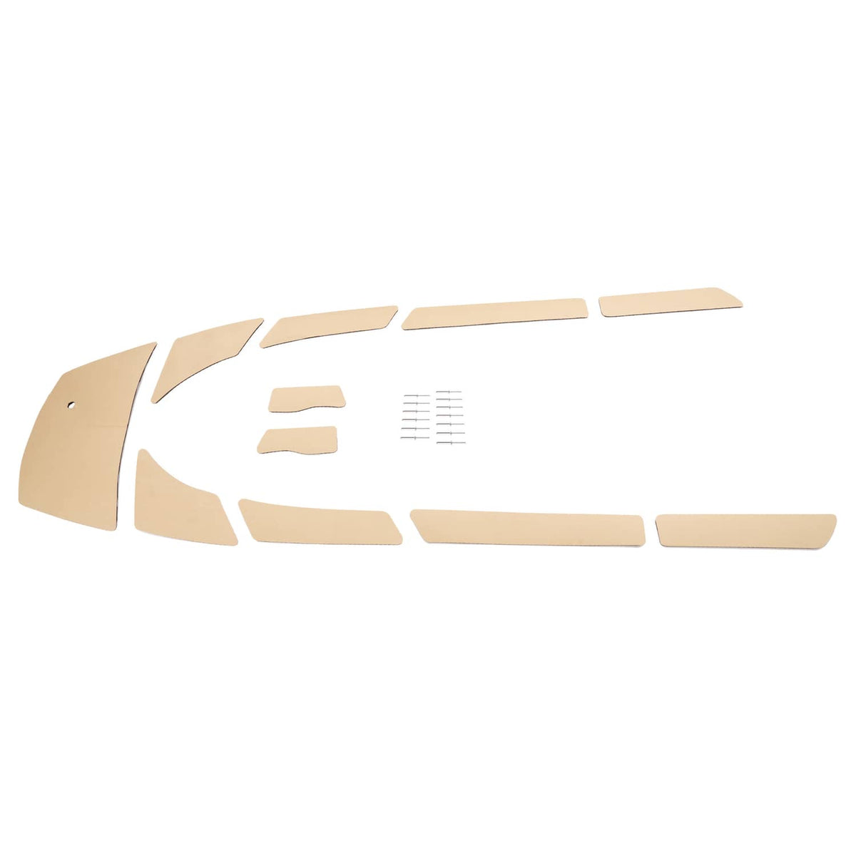 Beige traction mat foot pads set, textured grip strips and small cutout pieces