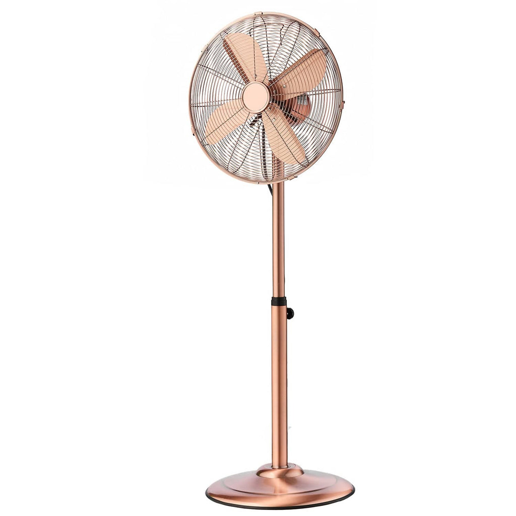 Uimoso 16 in oscillating pedestal fan with round grille and wide base, copper tone