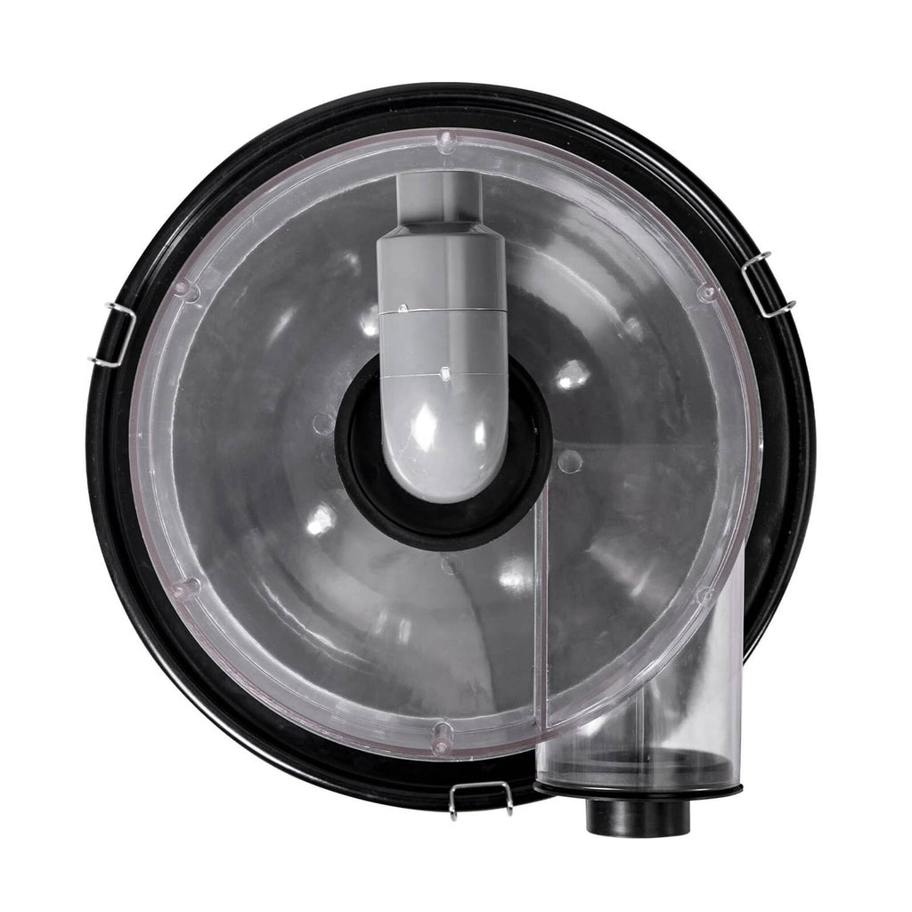 Cyclone dust separator lid with clear round housing and central inlet tube