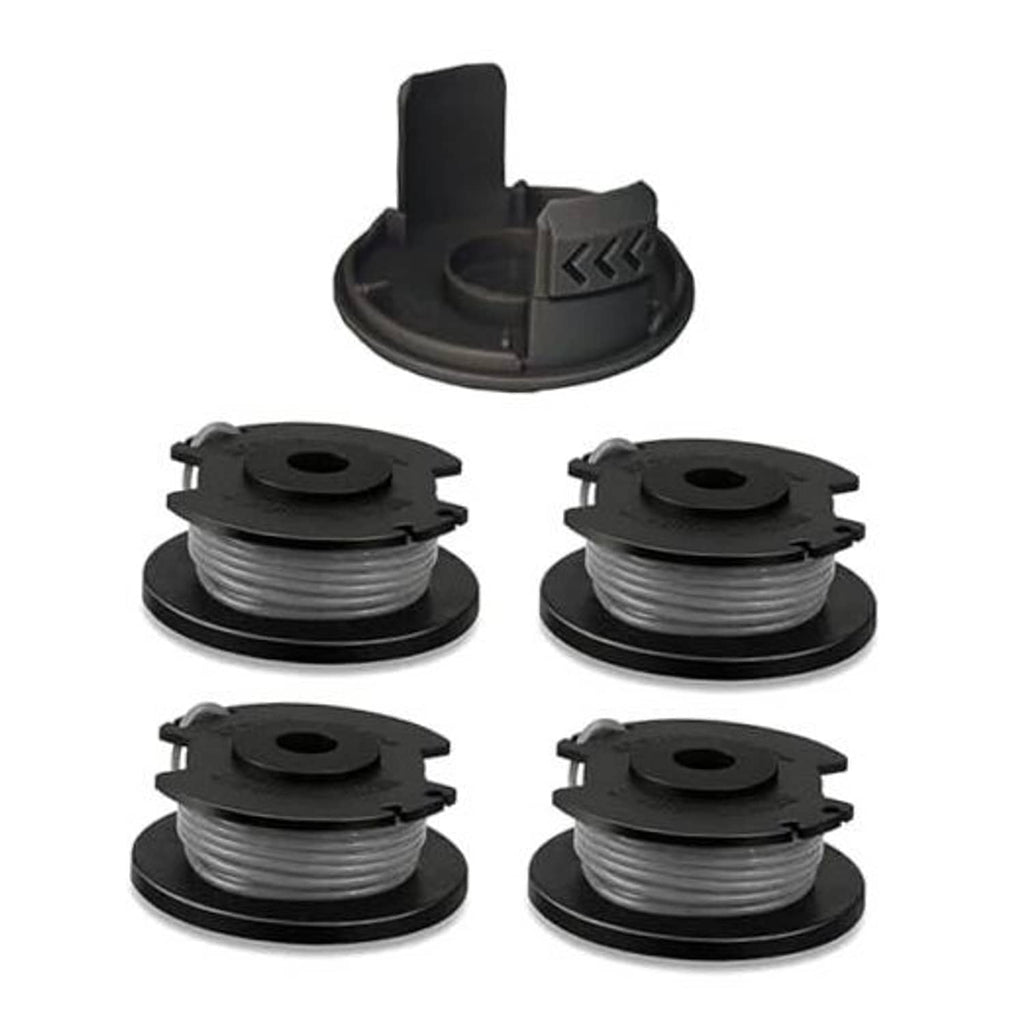 4-pack string trimmer spools with black cap/holder, 0.065 in line