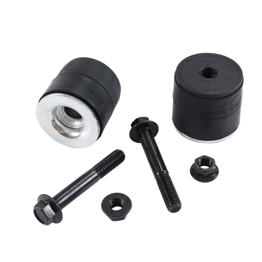 Rubber bushings with steel inserts and mounting bolts with hex nuts