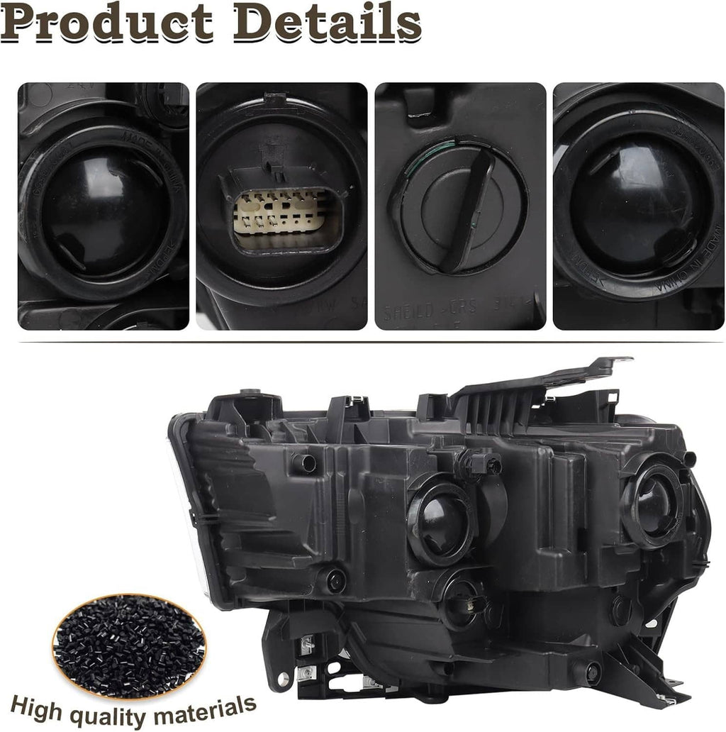 Right halogen headlight product details showing lens and connector view
