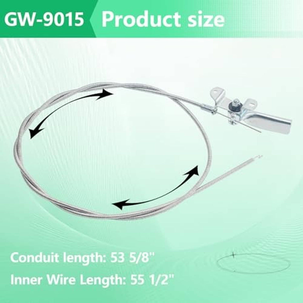 Throttle control cable with metal lever end and looped dimensions