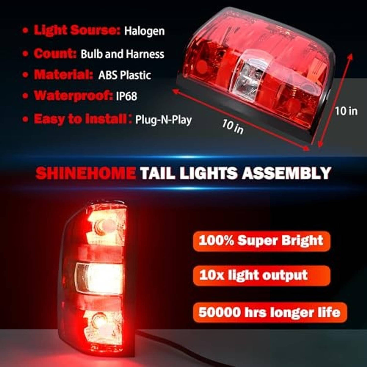 Single red tail light assembly with clear lens and visible mounting dimensions