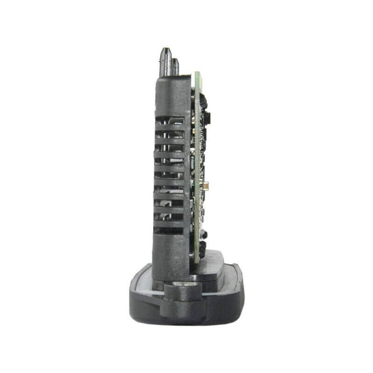 Adaptive headlight control module side profile with connector pins and black base