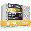 BNX TruFilter MERV 11 air filters, 14x18x1, 6-pack, allergen & pet defense.