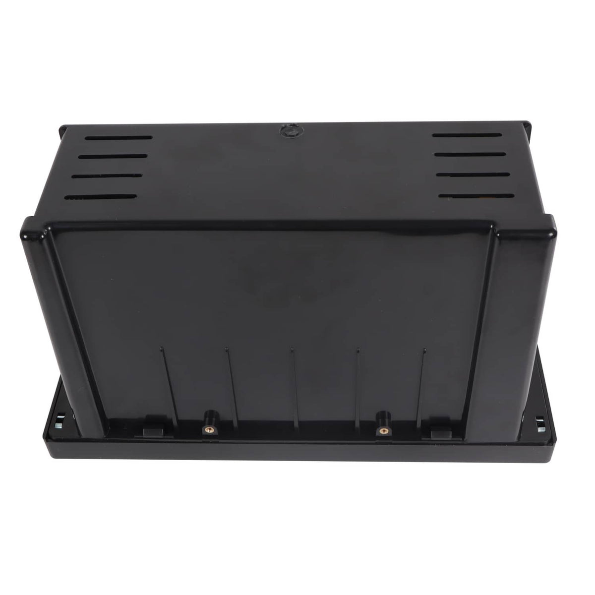 RV power converter power center underside with vent slots and mounting base