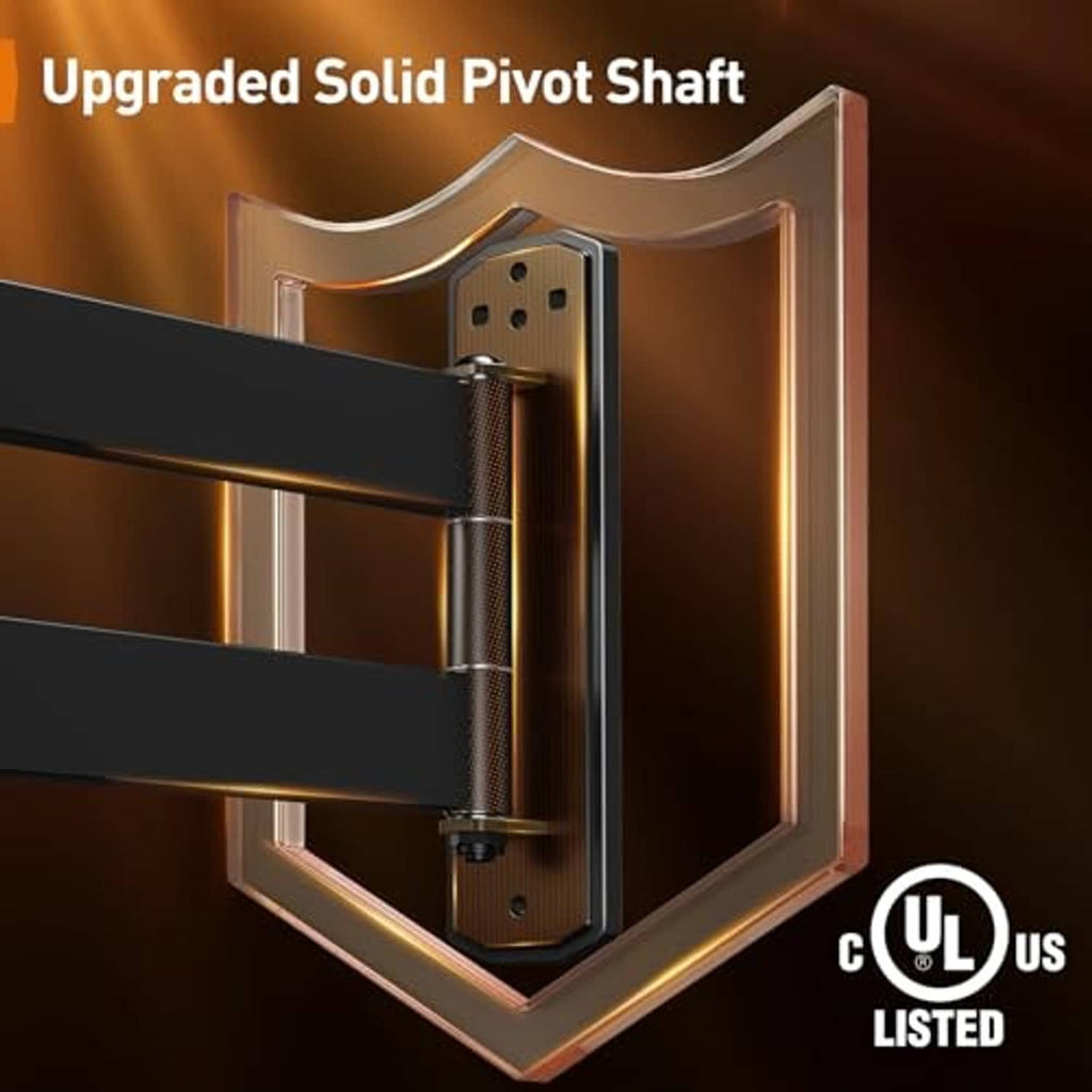 Corner TV mount with upgraded pivot shaft and secure mounting plate hardware