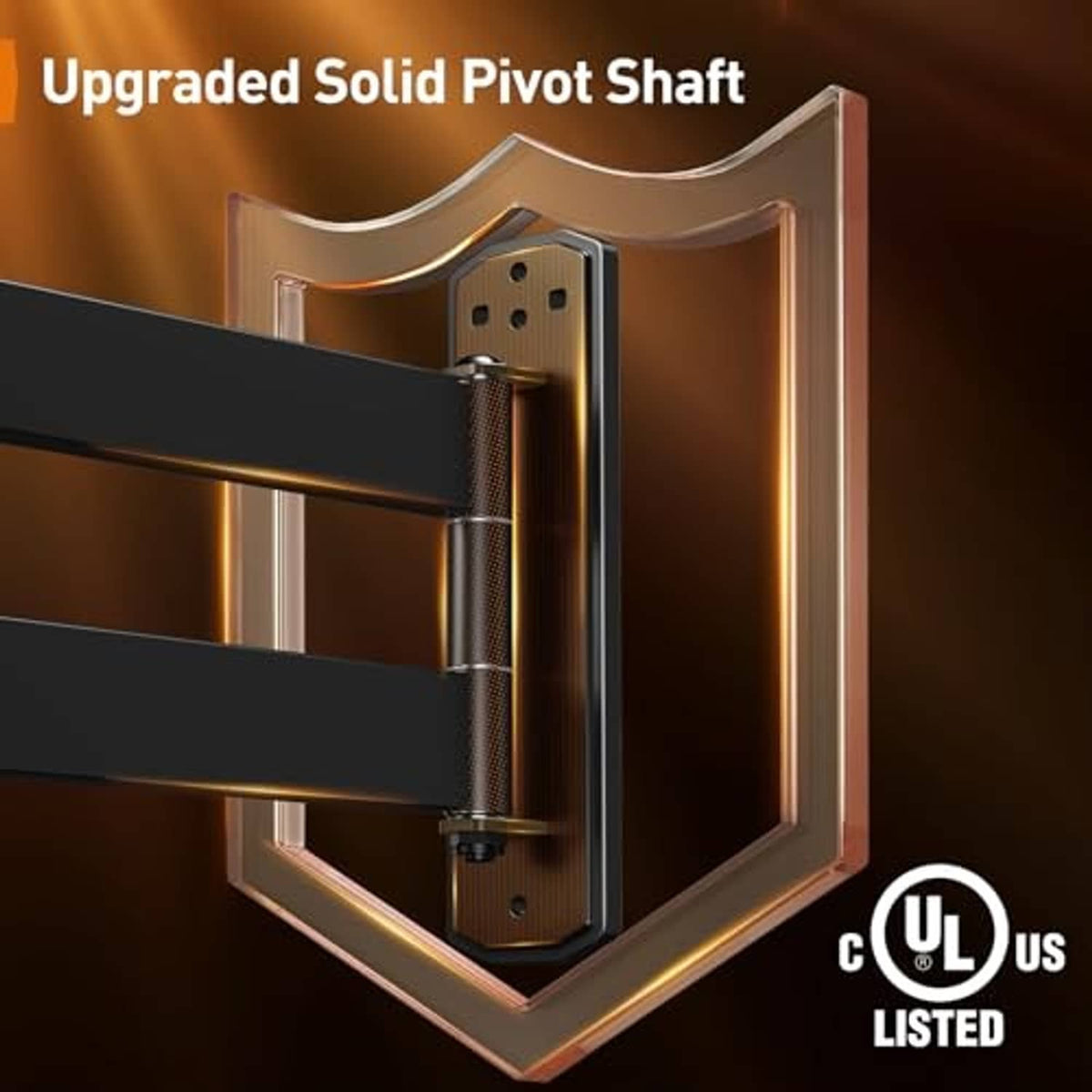 Corner TV mount with upgraded pivot shaft and secure mounting plate hardware