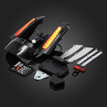 Black rear fender LED light fascia kit with two amber/red light bars and mounting parts